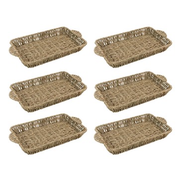 Picture of Set of 6 Rectangular Seagrass Storage Tray with Handles